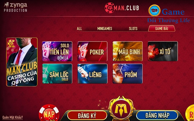 Đa dạng game bài Manclub