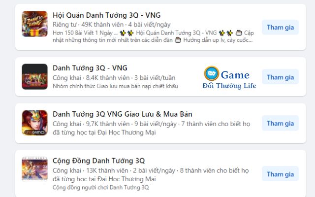 Anh em tham gia các Group game Danh Tướng 3Q để cập nhật Code mới nhất