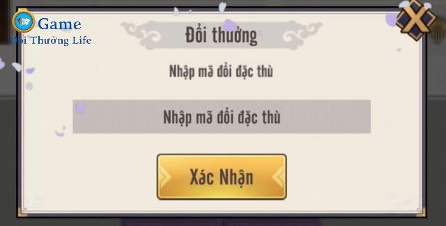 Nhập chính xác mã code đã nhận được vào ô Nhập mã đổi đặc thù